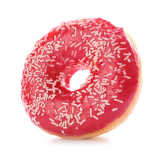 Tasty donut on white background