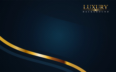 luxurious dark navy blue background with golden lines. Elegant modern background.