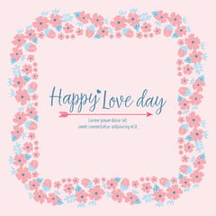 Elegant Pattern of leaf and flower frame, for happy love day greeting card design. Vector