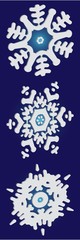 Set of christmas paper snowflakes on blue background.