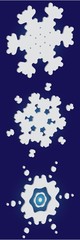 Fototapeta na wymiar Collection of paper cut isolated snowflakes on blue background.