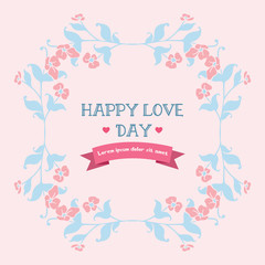 Antique Shape of happy love day greeting card, with cute leaf and flower frame. Vector
