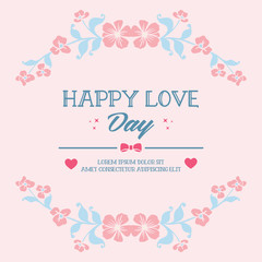 Elegant Decorative of leaf and flower frame, for unique happy love day greeting card wallpaper design. Vector