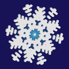 Fototapeta premium Christmas paper snowflake on blue background.