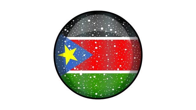 Animated South Sudan flag cartoon illustration with glitter animation