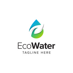 Eco water logo iconic. Branding for bio organic company, water purity, environment, herbal, health, spa, botanical, ecology, etc. Isolated logo vector inspiration. Graphic designs