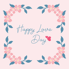 Antique Pattern shape of leaf and floral frame, with elegant pink background, for happy love day greeting card design. Vector