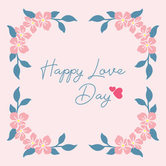 Antique Pattern shape of leaf and floral frame, with elegant pink background, for happy love day greeting card design. Vector