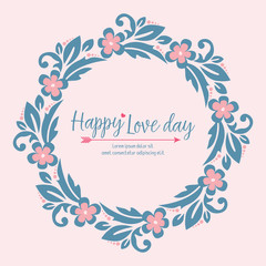 Romantic Pattern of leaf and flower frame, for elegant happy love day greeting card design. Vector