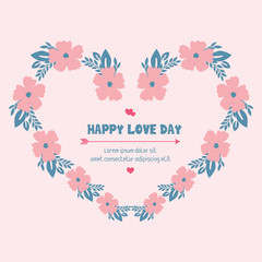 Elegant Frame with leaf and seamless wreath, for romantic happy love day invitation card design. Vector