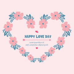 Elegant Frame with leaf and seamless wreath, for romantic happy love day invitation card design. Vector