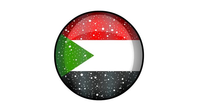 Animated Sudan flag cartoon illustration with glitter animation