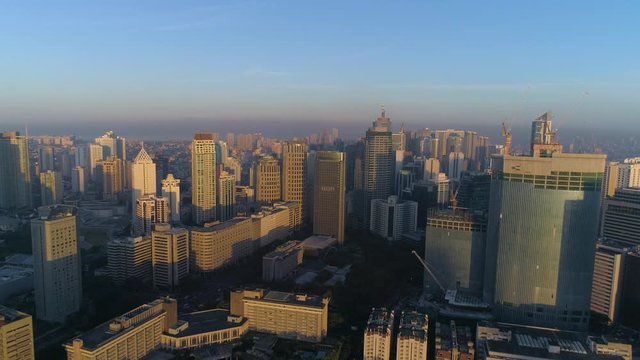 Drone Shot Of Sunrise In Makati Central Business District