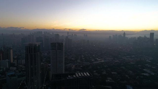 Aerial Shot Of Sunrise In Makati Central Business District