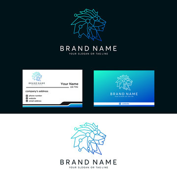 Premium amazing logo lion tech vector