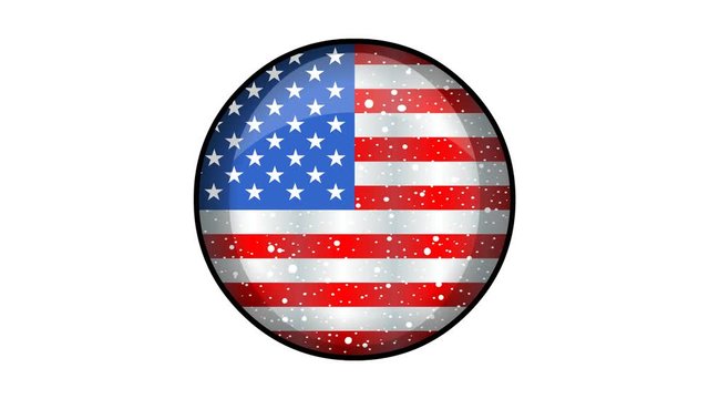 Animated United States of America - USA  flag cartoon illustration with glitter animation