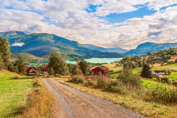 Fototapeta na wymiar View of the village of Hafslo.Sogn og Fjordane county.Norway