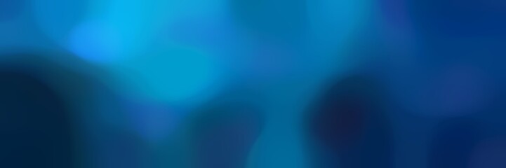 blurred iridescent horizontal background bokeh graphic with midnight blue, dodger blue and strong blue colors and space for text or image