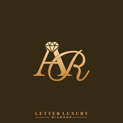 Initial Letter Luxury AR with diamond. Diamond Icon in Flat Style Logo.