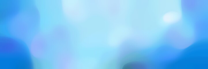 blurred bokeh horizontal background graphic with baby blue, dodger blue and corn flower blue colors and space for text