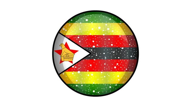 Animated Zimbabwe flag cartoon illustration with glitter animation