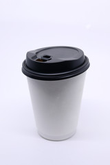 take away cup for hot coffee drink on white background