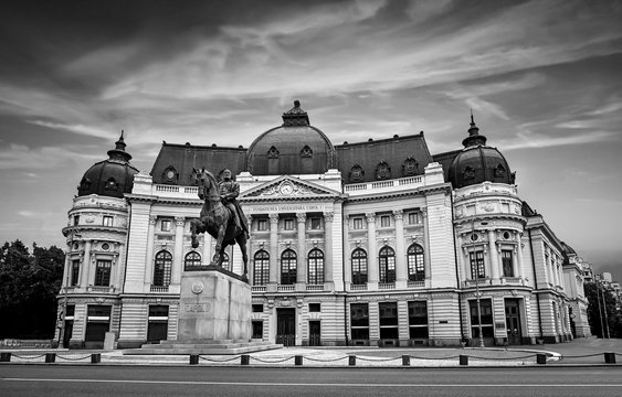 Bucharest at Sunset Black and White Photography