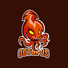 Octopus sport mascot logo design vector illustration