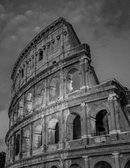 Obraz na płótnie Canvas Rome Colosseum at Night Architecture in Rome City Center Black and White Photography