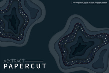 Vertical banners with 3D abstract background with paper cut shapes.