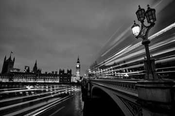 Fototapeta na wymiar London at Night Black and White Photography