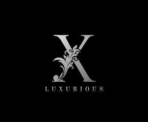 Silver X Luxury Logo Icon, Elegant X Letter Logo Design.
