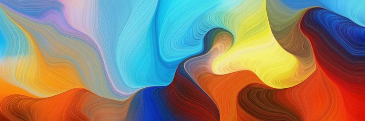 Keuken foto achterwand horizontale kleurrijke abstracte golfachtergrond met peru, firebrick en lichte overzeese groene kleuren. kan worden gebruikt als textuur, achtergrond of wallpaper © Eigens