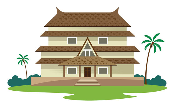 Indian Kerala Traditional House Vector