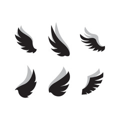 Set of wing icon design template vector