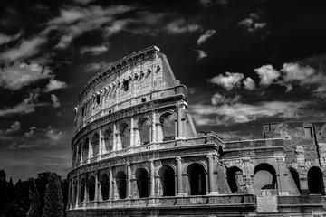 Rome Colosseum Architecture in Rome City Center Black and White Photography
