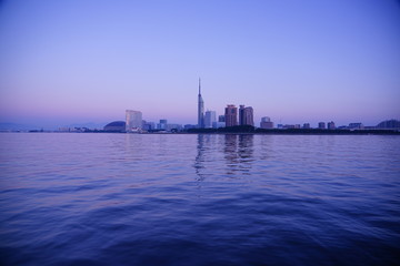 Obraz premium 福岡シーサイドももちエリア風景夜景