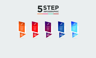Fototapeta premium 5 step infographic element. Business concept with five options and number, steps or processes. data visualization. Vector illustration.