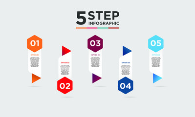 5 step infographic element. Business concept with five options and number, steps or processes. data visualization. Vector illustration.