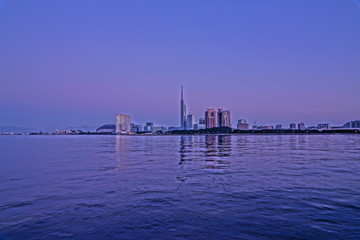 Obraz premium 福岡シーサイドももちエリア風景夜景