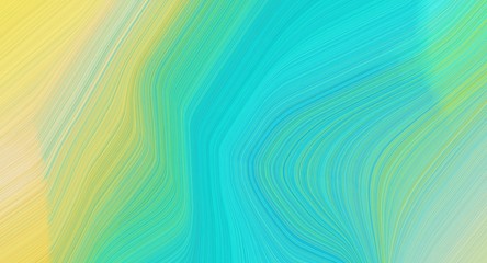 modern waves and curves art with turquoise, khaki and light green colors