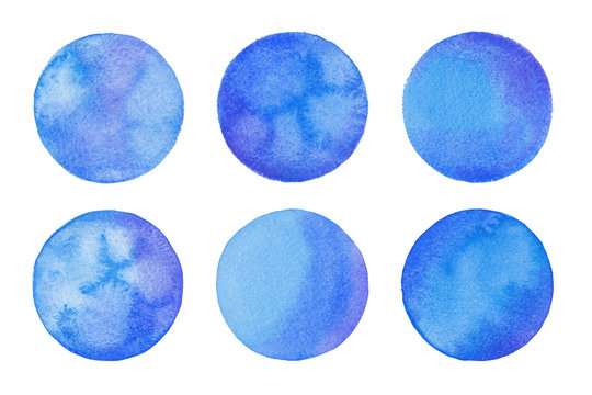 Hand Painted, Blue And Purple, Watercolor, Texture, Design Element, Circle Collection