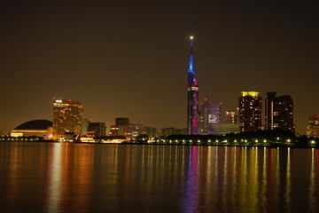 福岡シーサイドももちエリア風景夜景