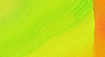 modern waves and curves art with green yellow, dark orange and tangerine yellow colors