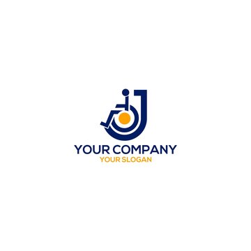 J Disability Logo Design Vector
