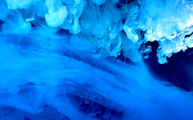 Stylish modern technology background. Blue fantastic marine abstract background. Watercolor ink in...