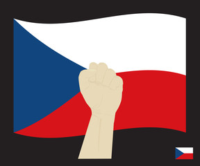 Fist power hand with National flag of czech republic , Fight for czech concept, cartoon graphic, sign symbol background, vector illustration.