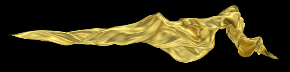 Abstract background of gold wavy silk or satin. 3d rendering image.