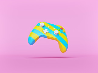 modern computer gaming controller or gamepad isolated on pastel pink background. minimal gaming concept. 3d rendering © FOTOSPLASH