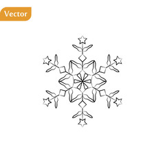 Snowflake icon, vector simple flat single color isolated on white. Christmas winter holiday theme decorative design element. eps10